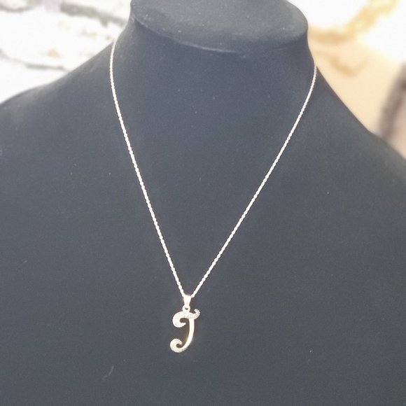 Silver Crystal Initial "T" 10 Inch Fashion Personalized Necklace - Picture 1 of 4